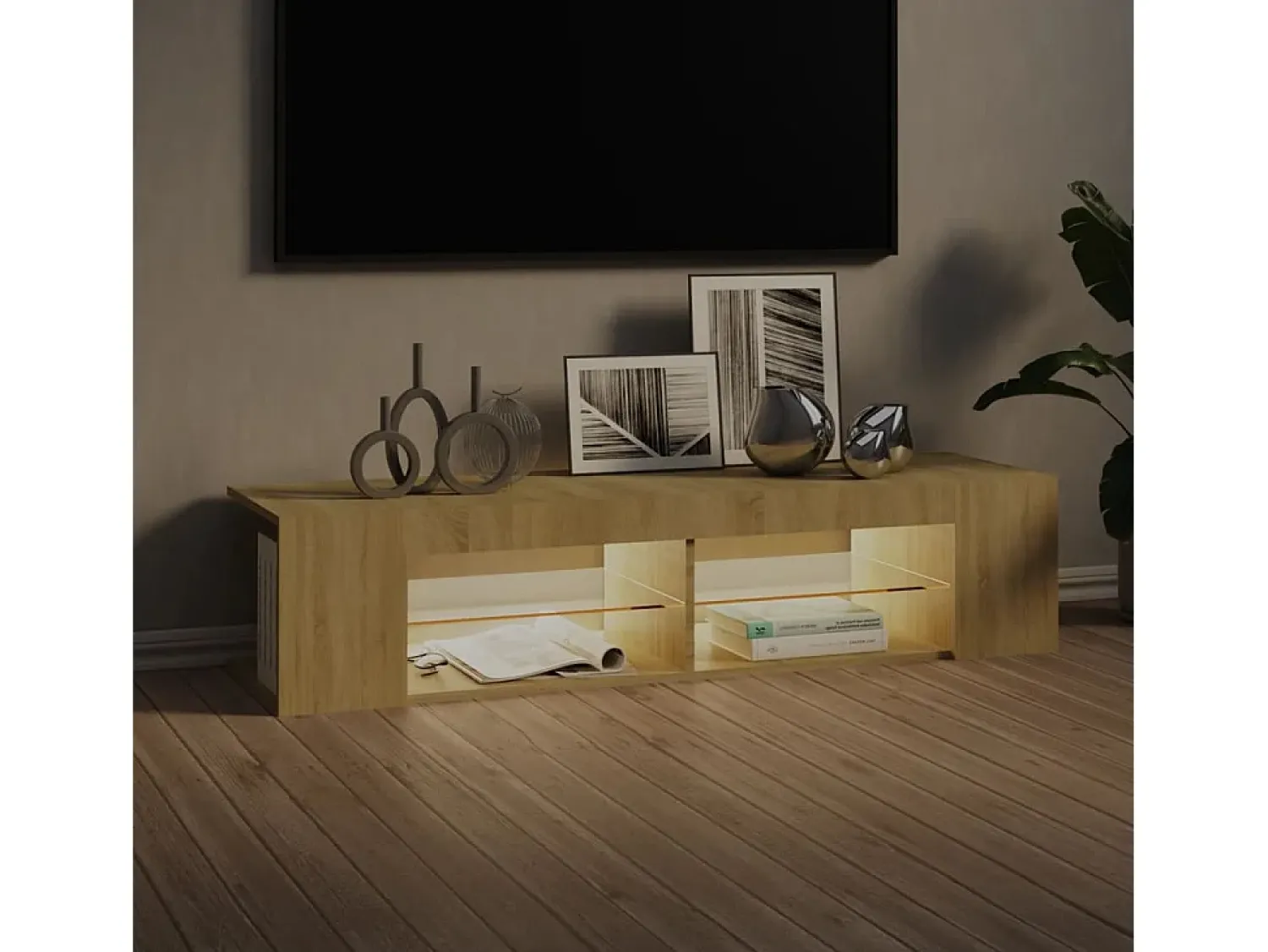 Móvel de TV com luzes LED 135x39x30 cm carvalho sonoma PT278094^ Móvel De Tv