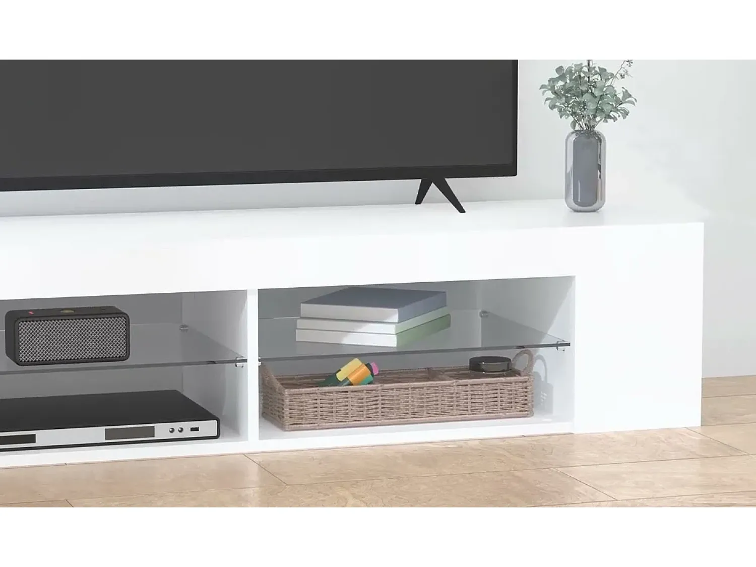 New vidaxl Móvel de TV com luzes LED 135x39x30 cm Branco