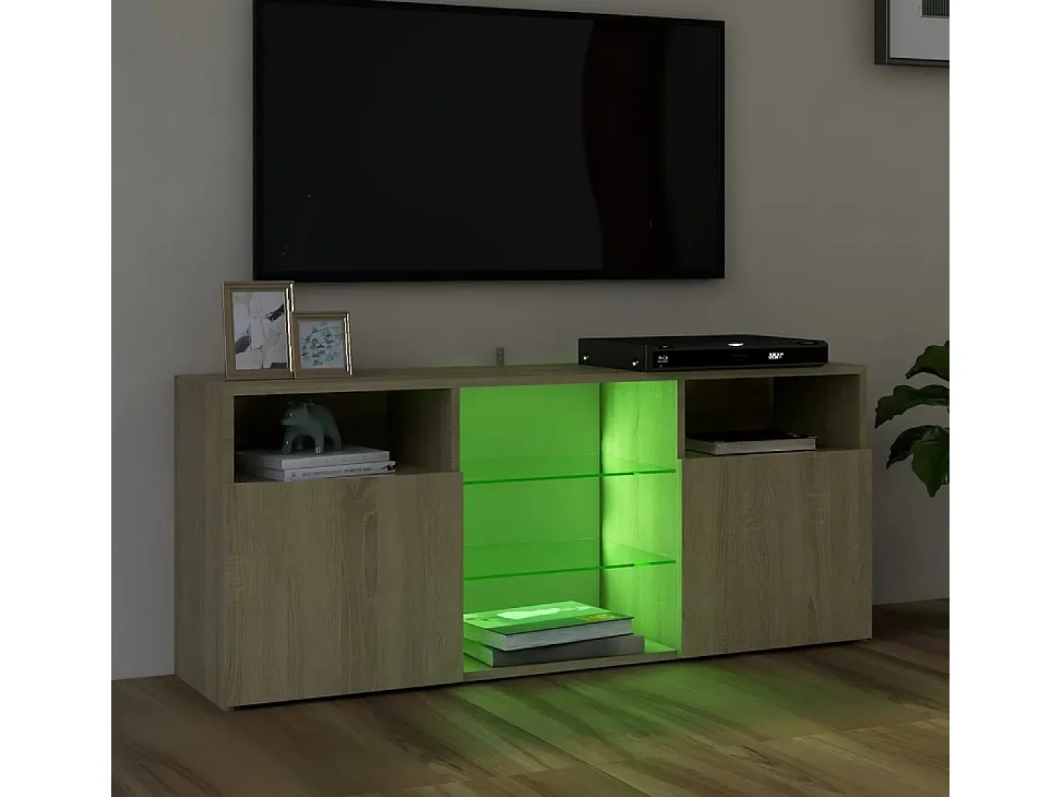 Móvel De Tv* Móvel de TV com luzes LED 120x30x50 cm carvalho sonoma PT752169 Castanho