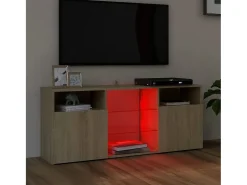 Móvel De Tv* Móvel de TV com luzes LED 120x30x50 cm carvalho sonoma PT752169 Castanho