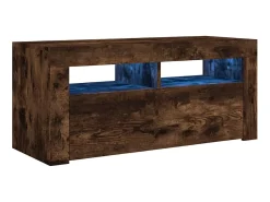 Móvel De Tv| Móvel de TV com luzes LED 90x35x40 cm carvalho fumado PT740084 Castanho