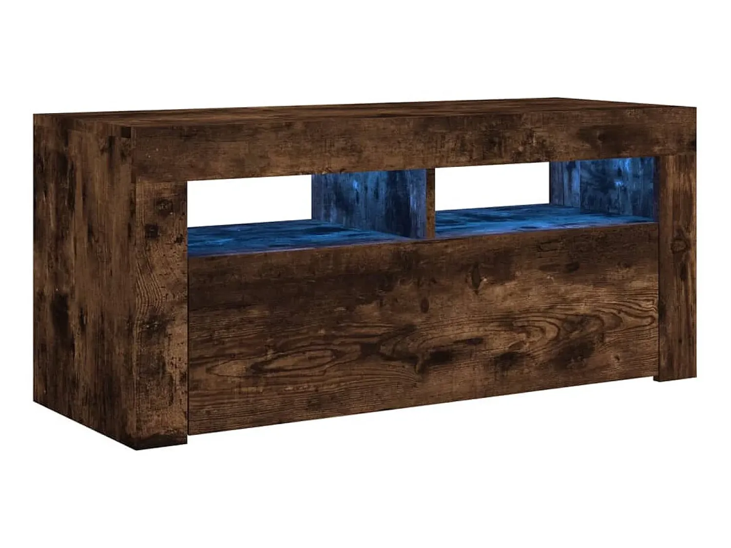 Móvel De Tv| Móvel de TV com luzes LED 90x35x40 cm carvalho fumado PT740084 Castanho