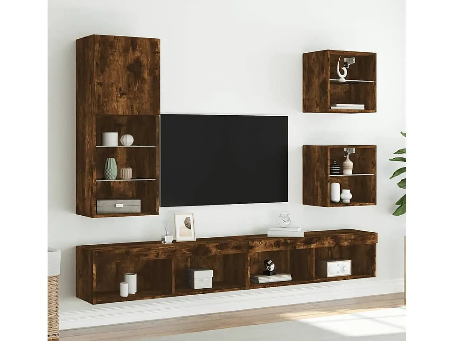 Sale Móvel de TV com luzes LED 40,5x30x102 cm carvalho fumado PT620590 Castanho