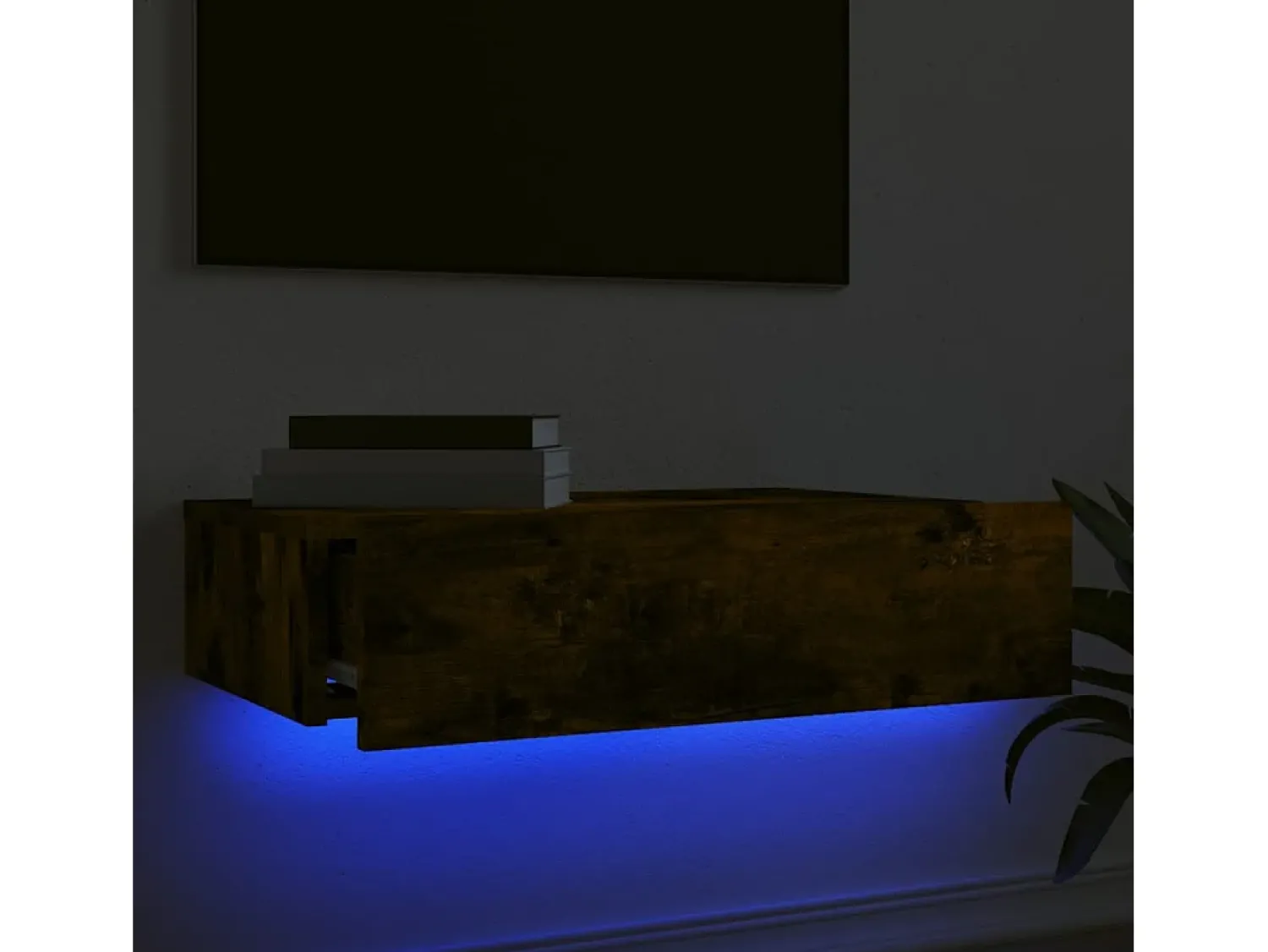 Móvel de TV com luzes LED 60x35x15,5 cm carvalho fumado PT964703^ Móvel De Tv