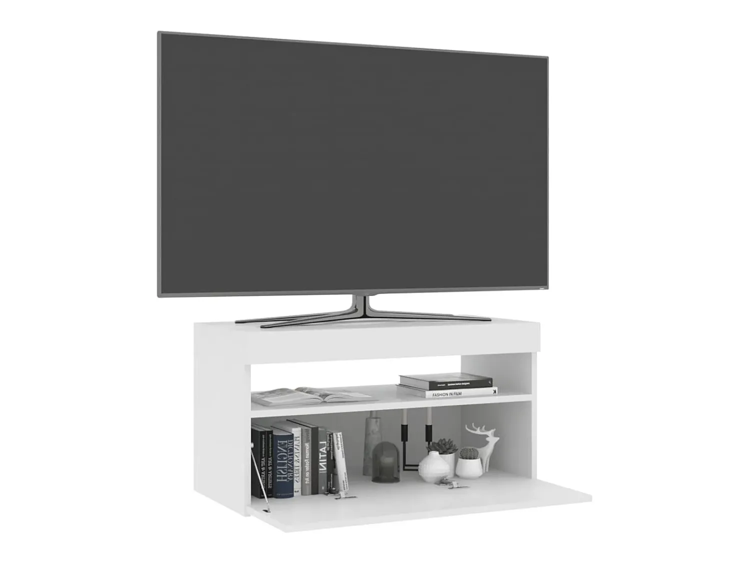Móvel De Tv* Móvel de TV com luzes LED 75x35x40 cm PT454566 Branco