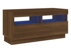 Best Móvel de TV com luzes LED 80x35x40 cm Carvalho Marrom PT106795 Castanho