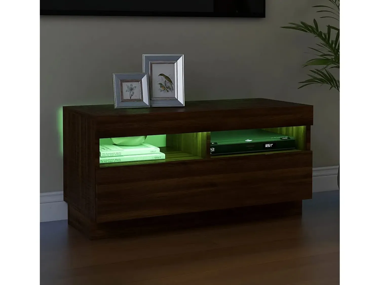 Best Móvel de TV com luzes LED 80x35x40 cm Carvalho Marrom PT106795 Castanho