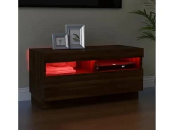 Best Móvel de TV com luzes LED 80x35x40 cm Carvalho Marrom PT106795 Castanho