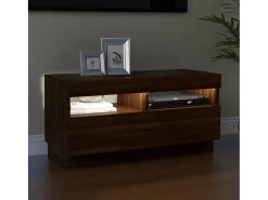 Best Móvel de TV com luzes LED 80x35x40 cm Carvalho Marrom PT106795 Castanho