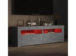 Móvel de TV com luzes LED 120x35x40 cm cimento PT856022 Cinzento