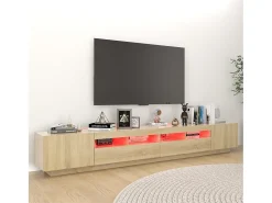 Móvel De Tv| Móvel de TV com luzes LED 260x35x40 cm carvalho sonoma PT675873 Castanho