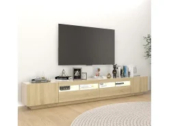 Móvel De Tv| Móvel de TV com luzes LED 260x35x40 cm carvalho sonoma PT675873 Castanho