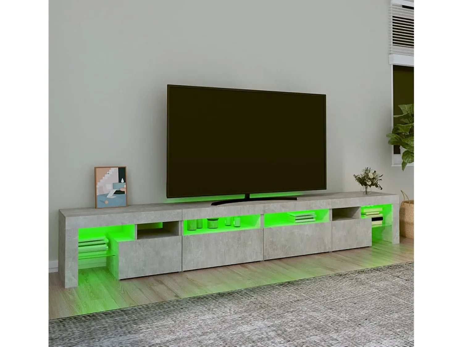 Móvel De Tv* Móvel de TV com luzes LED 260x36,5x40 cm cimento PT538606 Cinzento