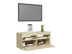 Móvel De Tv|vidaxl Móvel de TV com luzes LED 90x35x40 cm carvalho sonoma Castanho