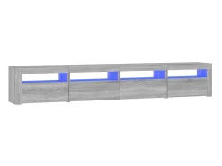 Móvel De Tv| Móvel de TV com luzes LED 240x35x40 cm sonoma cinza PT747761 Cinzento