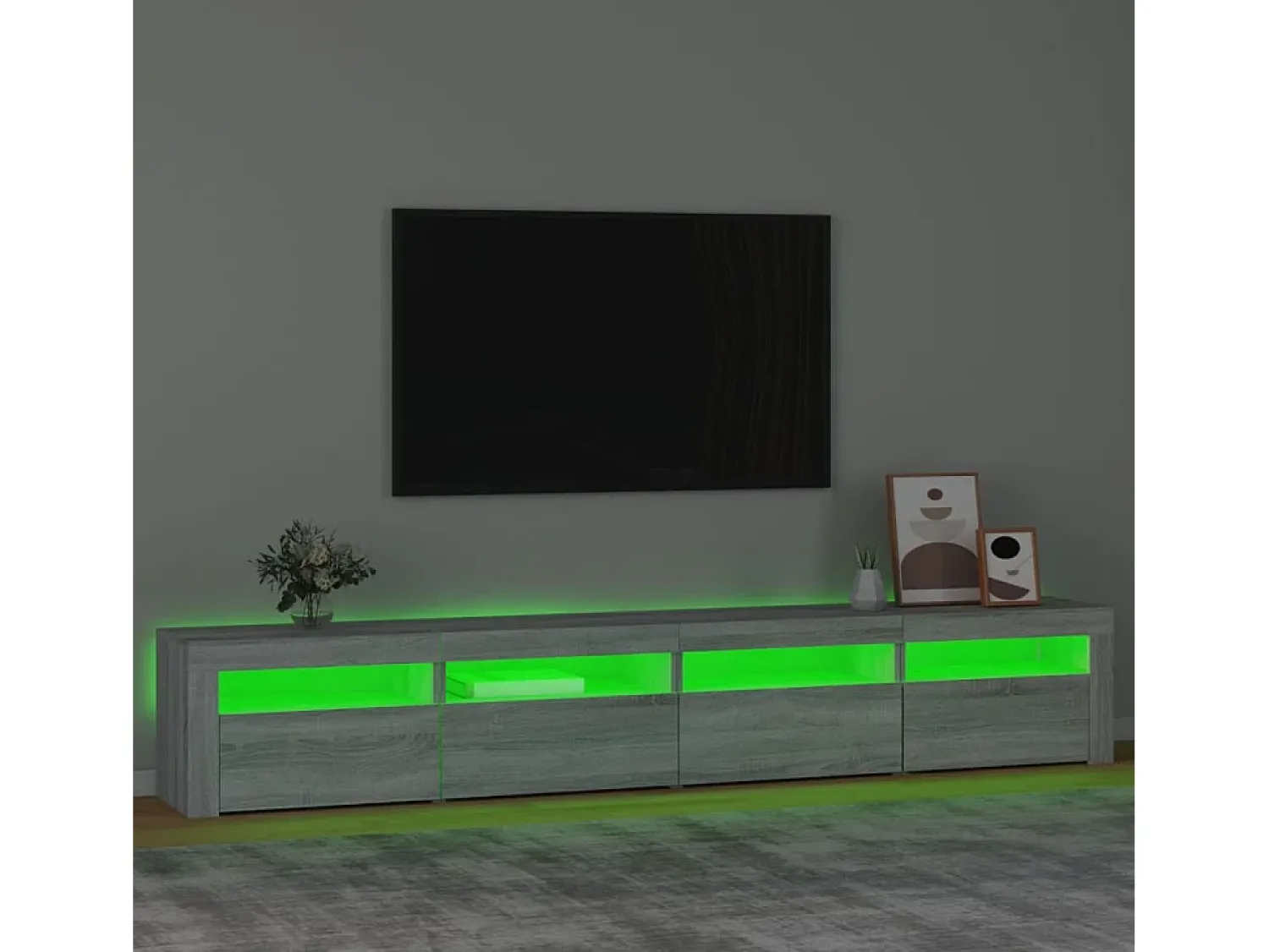 Móvel De Tv| Móvel de TV com luzes LED 240x35x40 cm sonoma cinza PT747761 Cinzento