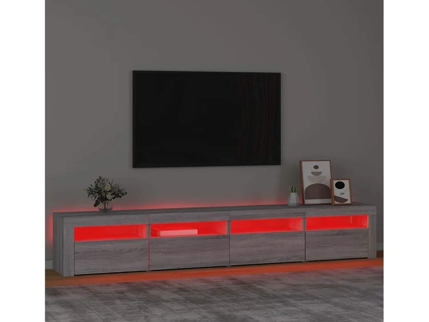 Móvel De Tv| Móvel de TV com luzes LED 240x35x40 cm sonoma cinza PT747761 Cinzento