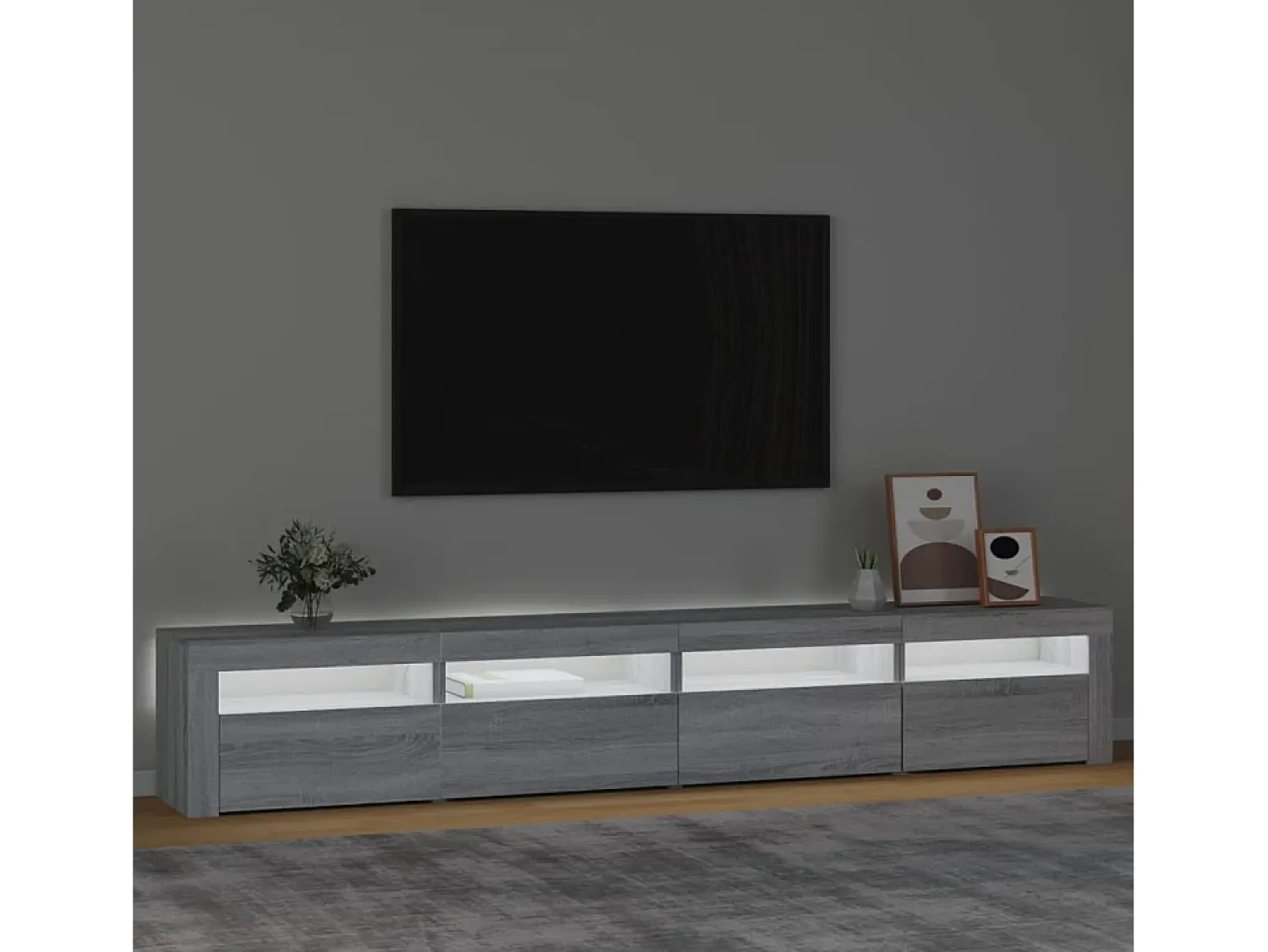 Móvel De Tv| Móvel de TV com luzes LED 240x35x40 cm sonoma cinza PT747761 Cinzento