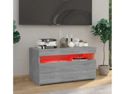 Móvel De Tv* Móvel de TV com luzes LED 75x35x40 cm sonoma PT918017 Cinzento
