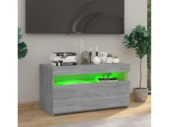 Móvel De Tv* Móvel de TV com luzes LED 75x35x40 cm sonoma PT918017 Cinzento