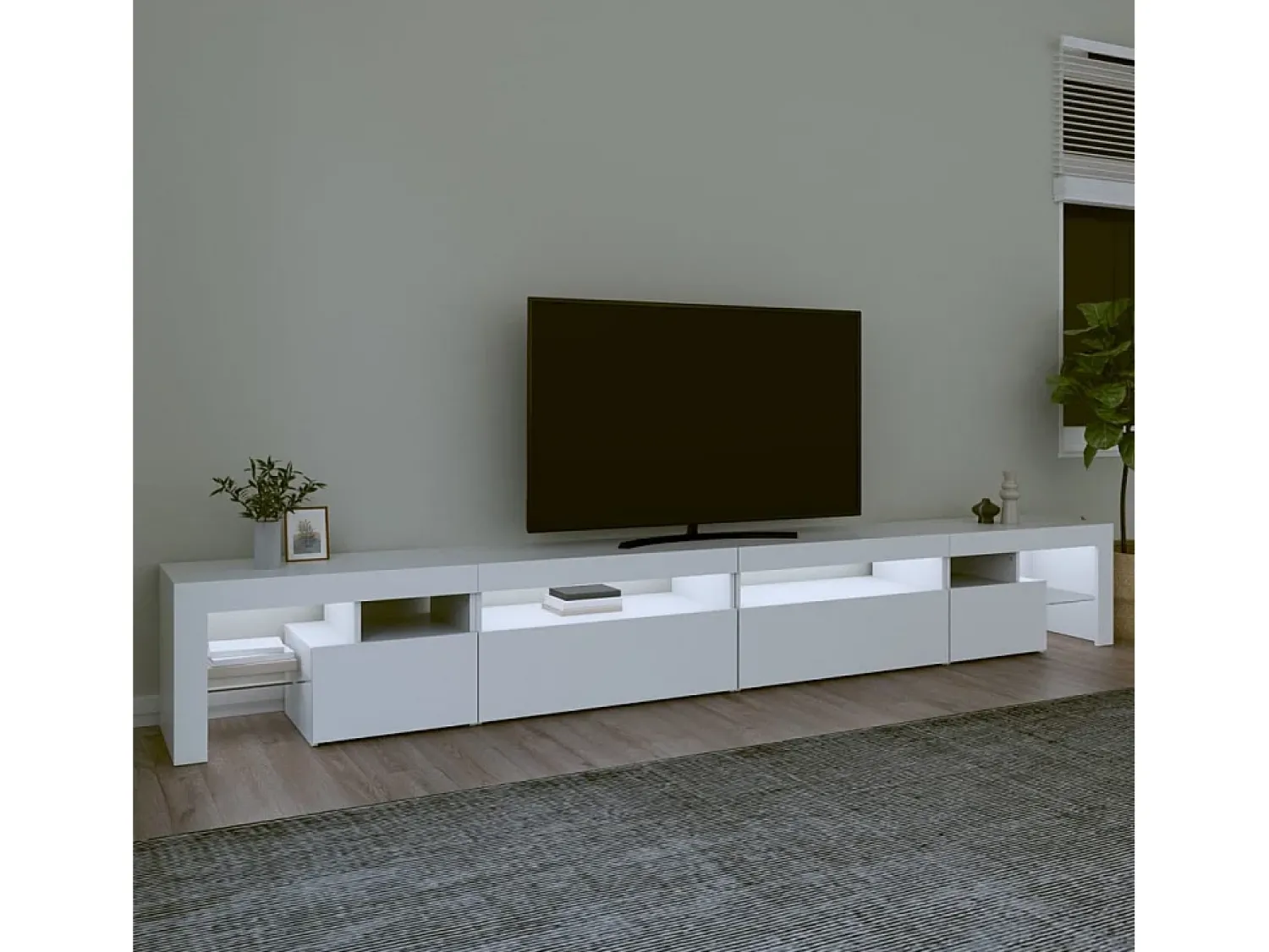 Móvel De Tv* Móvel de TV com luzes LED 290x36,5x40 cm PT339142 Branco