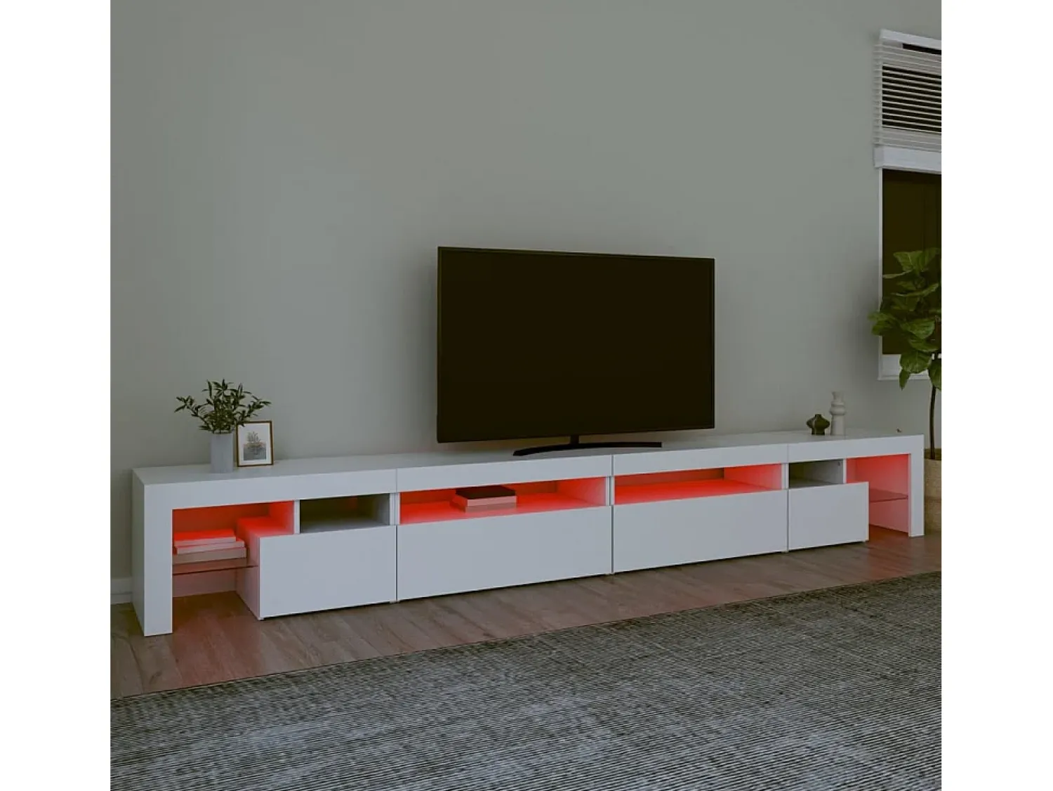 Móvel De Tv* Móvel de TV com luzes LED 290x36,5x40 cm PT339142 Branco