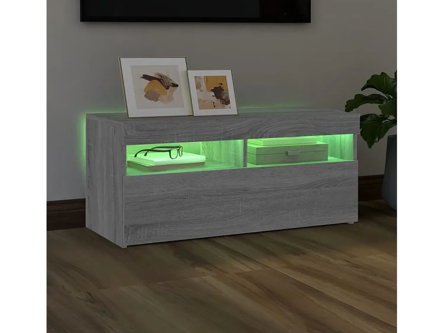 Móvel de TV com luzes LED 90x35x40 cm sonoma PT134291^ Móvel De Tv