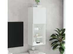 Móvel De Tv* Móvel de TV com luzes LED 40,5x30x102 cm PT383572 Branco
