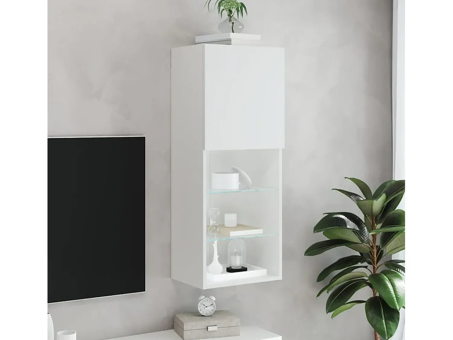 Móvel De Tv* Móvel de TV com luzes LED 40,5x30x102 cm PT383572 Branco