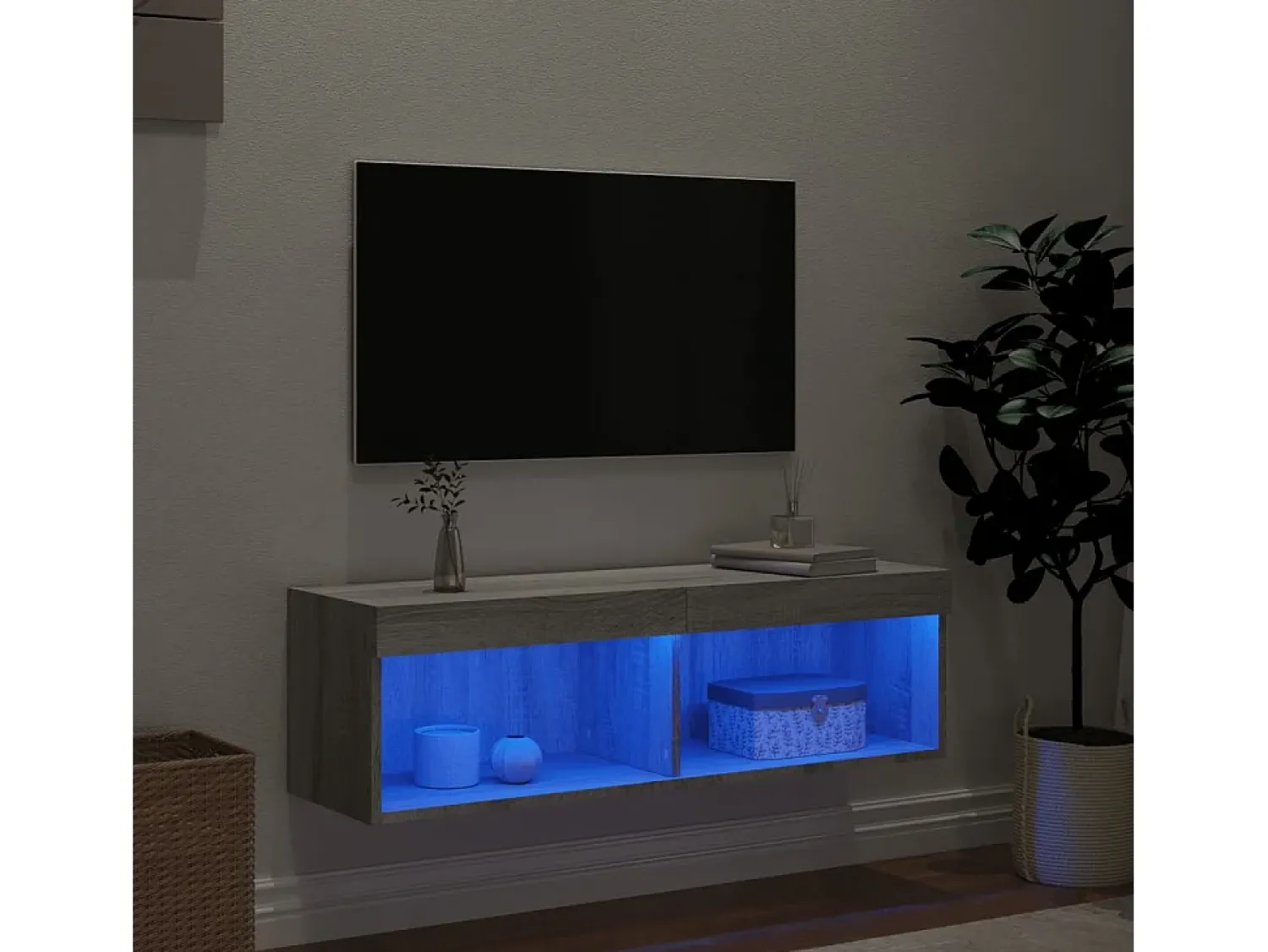 Móvel de TV com luzes LED 100x30x30 cm sonoma PT214263^ Móvel De Tv