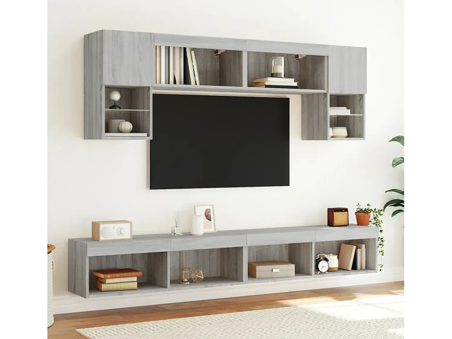 Móvel de TV com luzes LED 100x30x30 cm sonoma PT214263^ Móvel De Tv