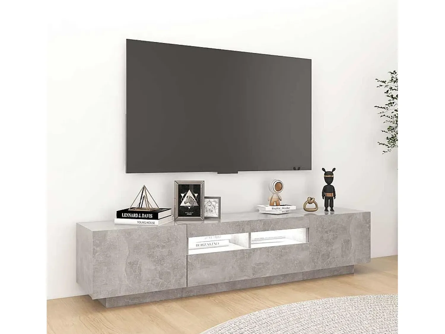 vidaxl Móvel de TV com luzes LED 180x35x40 cm cimento^ Móvel De Tv