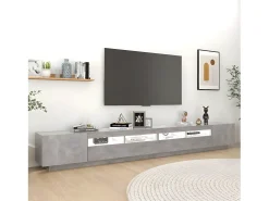 Móvel De Tv* Móvel de TV com luzes LED 300x35x40 cm cimento PT465394 Cinzento
