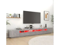 Móvel De Tv* Móvel de TV com luzes LED 300x35x40 cm cimento PT465394 Cinzento