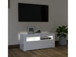 Móvel De Tv* Móvel de TV com luzes LED 90x35x40 cm brilhante PT155401 Branco