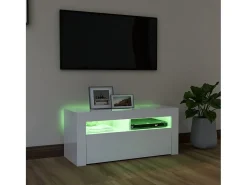Móvel De Tv* Móvel de TV com luzes LED 90x35x40 cm brilhante PT155401 Branco