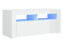 Móvel De Tv* Móvel de TV com luzes LED 90x35x40 cm brilhante PT155401 Branco
