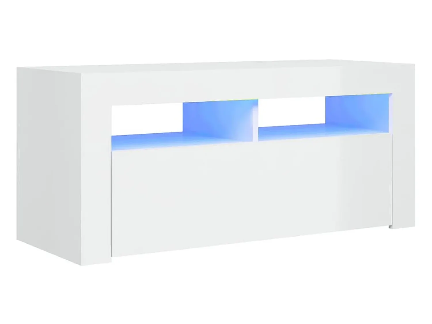 Móvel De Tv* Móvel de TV com luzes LED 90x35x40 cm brilhante PT155401 Branco