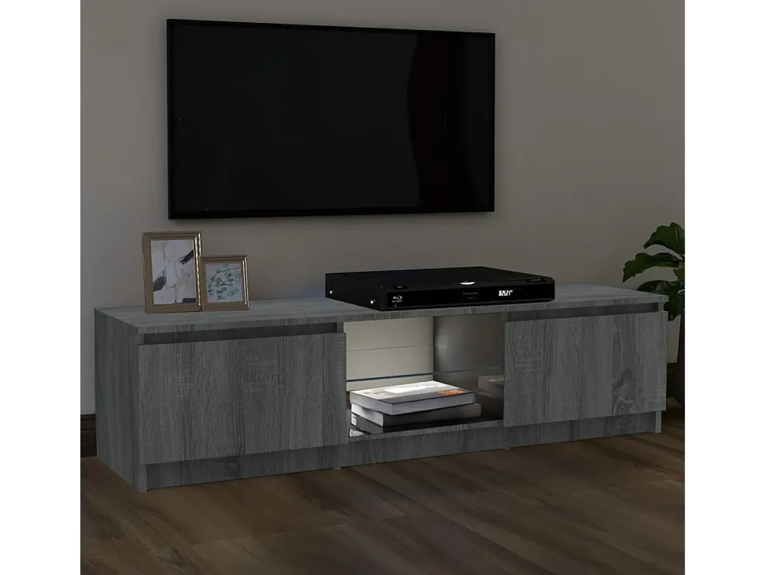 Outlet Móvel de TV com luzes LED 120x30x35,5 cm sonoma PT492800 Cinzento