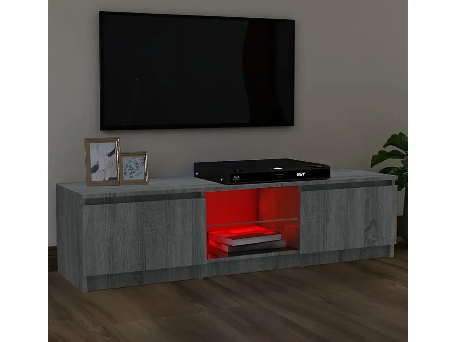 Outlet Móvel de TV com luzes LED 120x30x35,5 cm sonoma PT492800 Cinzento