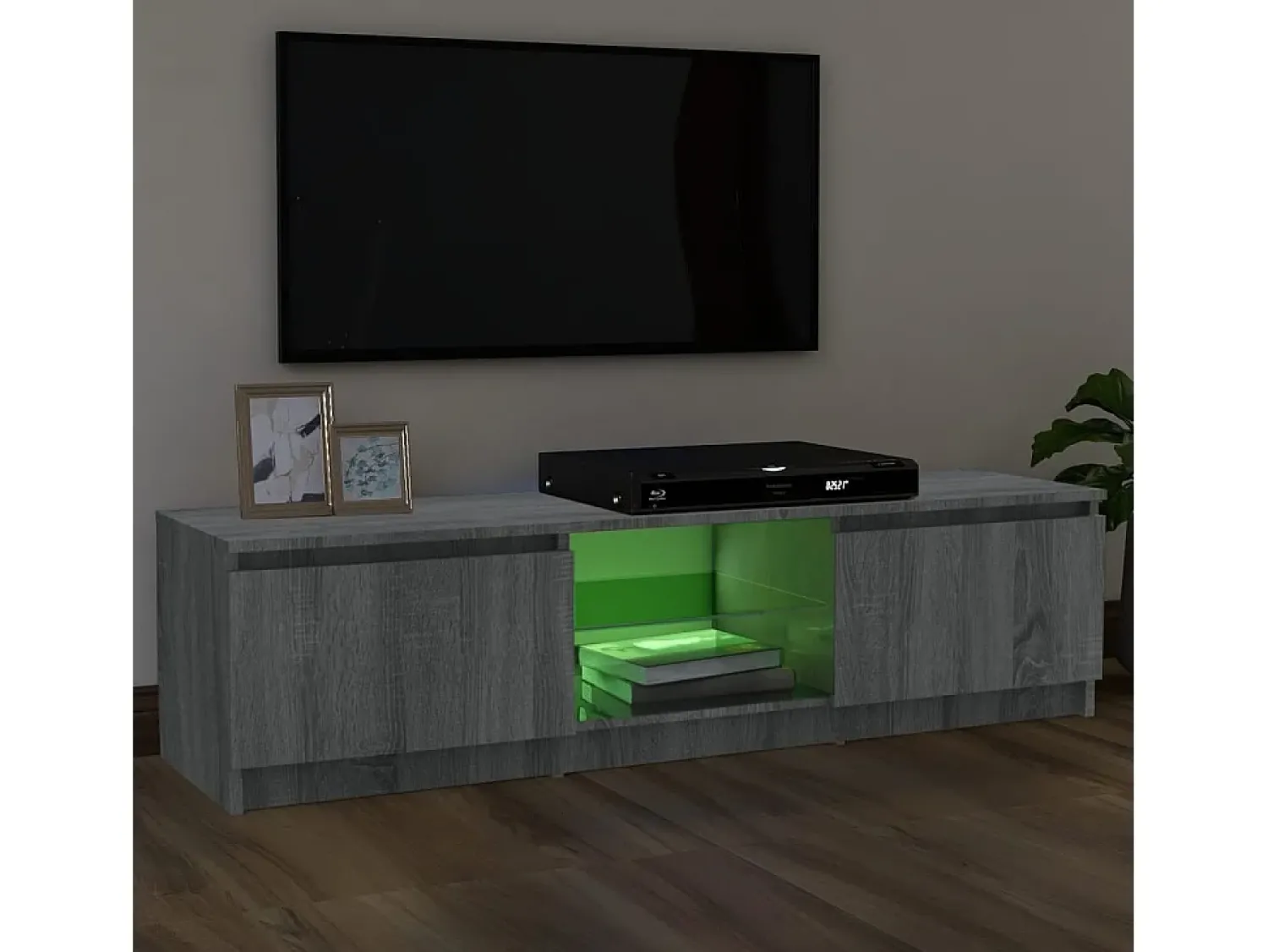 Outlet Móvel de TV com luzes LED 120x30x35,5 cm sonoma PT492800 Cinzento