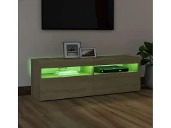 Móvel De Tv|vidaxl Móvel de TV com luzes LED 120x35x40 cm carvalho sonoma Castanho