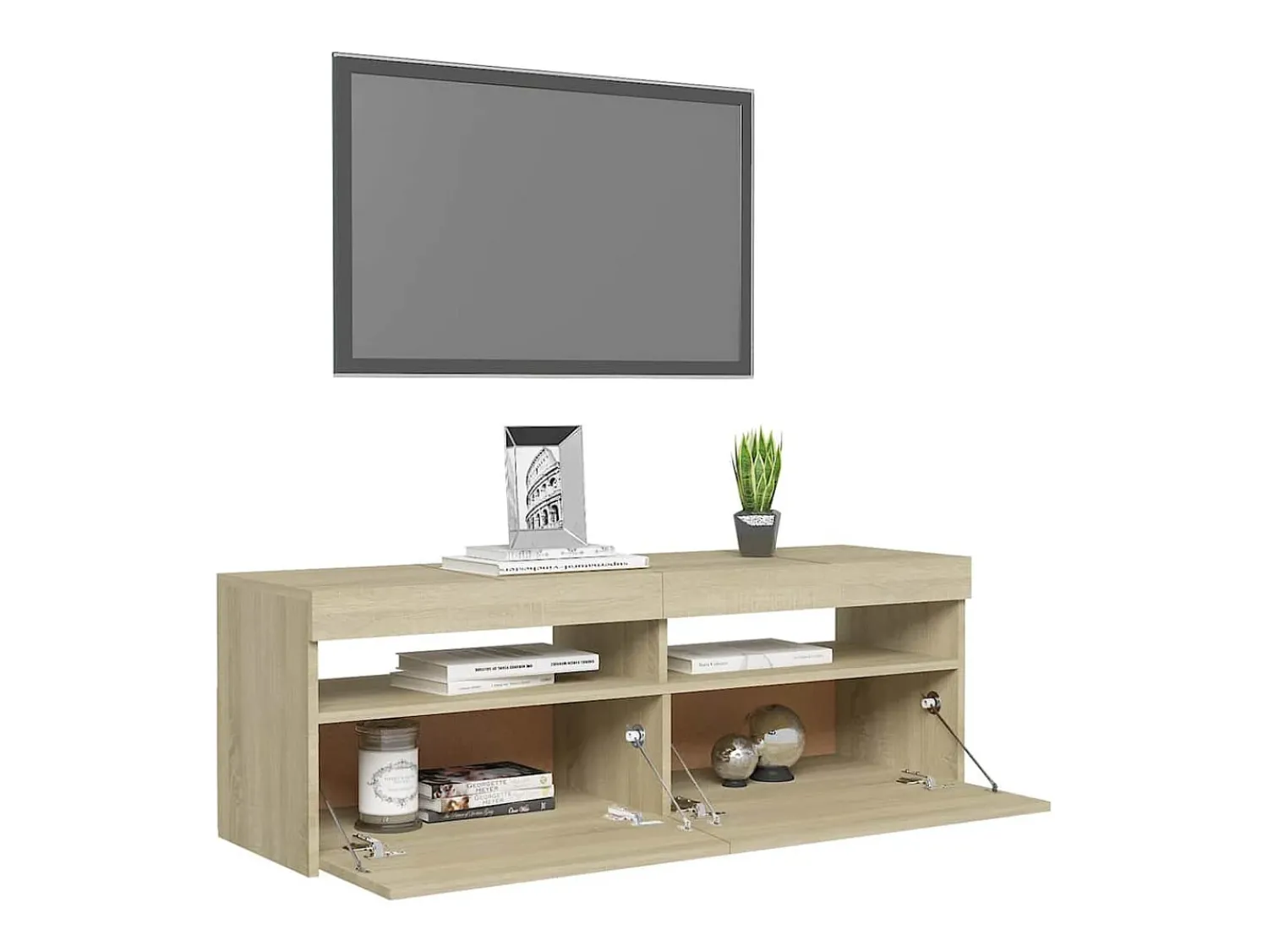 Móvel De Tv|vidaxl Móvel de TV com luzes LED 120x35x40 cm carvalho sonoma Castanho