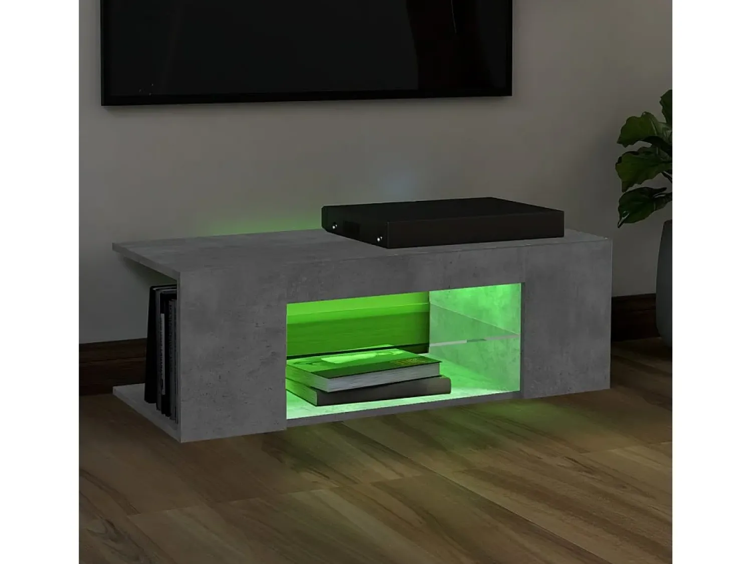 Móvel de TV com luzes LED 90x39x30 cm cimento PT293388^ Móvel De Tv