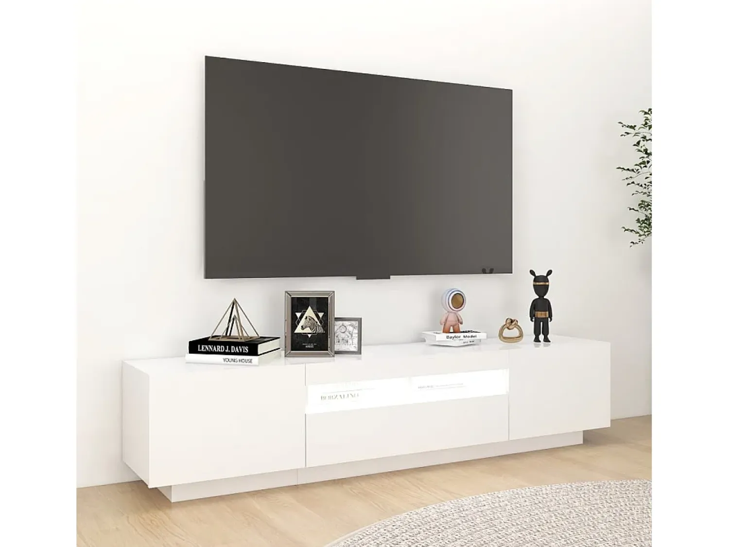 Móvel De Tv| Móvel de TV com luzes LED 180x35x40 cm PT198683 Branco