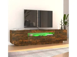 Móvel De Tv| Móvel de TV com luzes LED 160x35x40 cm carvalho fumado PT447116 Castanho