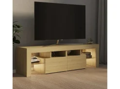 Móvel De Tv* Móvel de TV com luzes LED 140x36,5x40 cm carvalho sonoma PT609531 Castanho