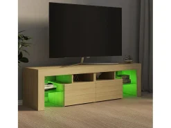 Móvel De Tv* Móvel de TV com luzes LED 140x36,5x40 cm carvalho sonoma PT609531 Castanho