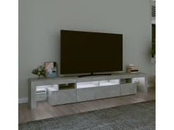 Móvel De Tv| Móvel de TV com luzes LED 230x36,5x40 cm cimento PT823589 Cinzento