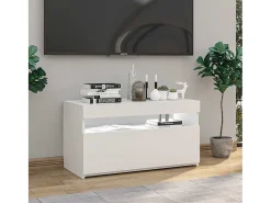Móvel De Tv*vidaxl Móvel de TV com luzes LED 75x35x40 cm brilhante Branco